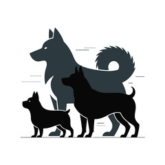 Aesthetic Dog Silhouette Vector Set. Elegant Black Canine Poses for Design and Crafts