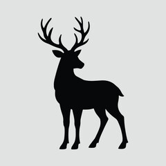 Silhouette Deer standing calmly wildlife animal Vector Illustration