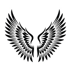 Black and White Stylized Wings Design Element