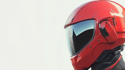 Fototapeta premium Stylish Red Racing Helmet with Reflective Visor for Motorsports Use