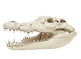 White dragon skull replica isolated on transparent background