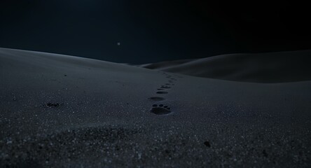 Unidentified footprints in a sand dune landscape perfect for world ufo day celebration
