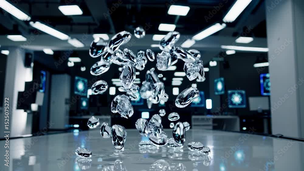 Aufkleber Floating droplets in a modern lab demonstrate advanced fluid dynamics in a controlled environment