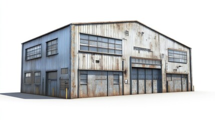 Obraz premium Weathered Industrial Warehouse with Rustic Steel Facade for Design