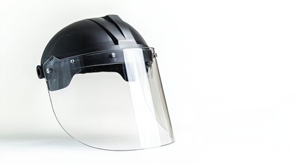 Fototapeta premium Black Safety Helmet with Clear Visor for Protection Against Hazards