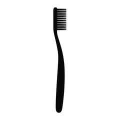 Simple Black Toothbrush Silhouette on White Background for Dental Hygiene