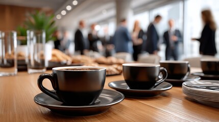 Fototapeta premium Coffee Cups On Table At Business Networking Event