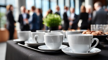 Coffee Cups And Snacks At Business Networking Event