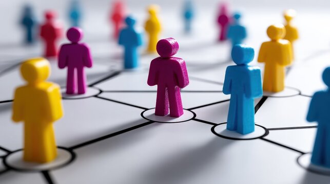 Colorful Network Of People Connected By Lines
