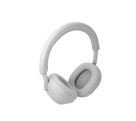 Headphones isolated. White Wireless headset on background,Element object for new technology or Trendy minimal music device for advertising or product catalog banner