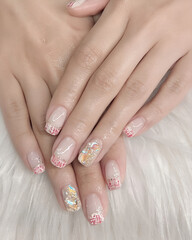 woman hands with nail polish