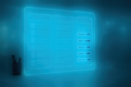 Digital Checklist Interface With Glowing Blue Panel