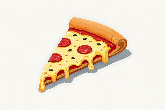 A slice of delicious pepperoni pizza with melted cheese dripping down the sides, isolated on a transparent background.