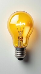 Yellow Light Bulb with Simple Background
