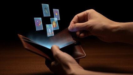 Hand holding a digital tablet with a social network display on the touchscreen