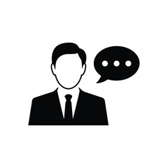 Businessman Icon with Speech Bubble for Communication