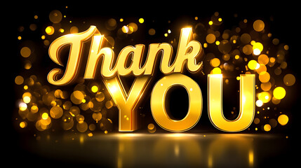 Shimmering Gold Thank You Text with Bokeh Background Effect