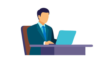 Man in suit working on laptop