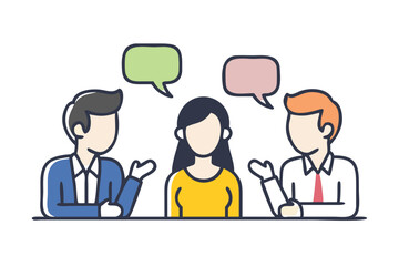 Men and women having conversations