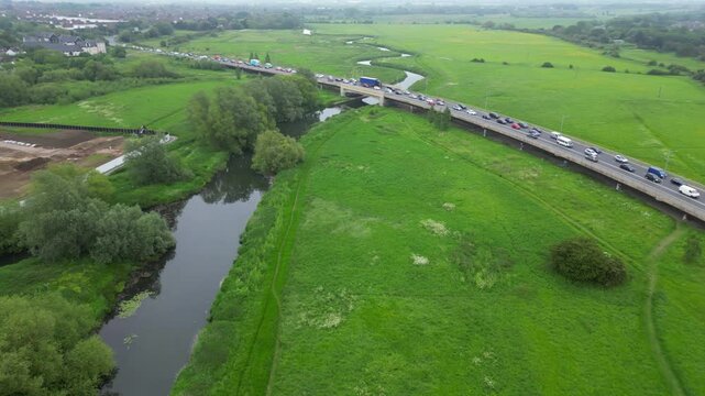 High Angle Drone Camera Footage of Chelmsford city Centre, Essex, England Great Britain During Morning  of May 21st, 2024