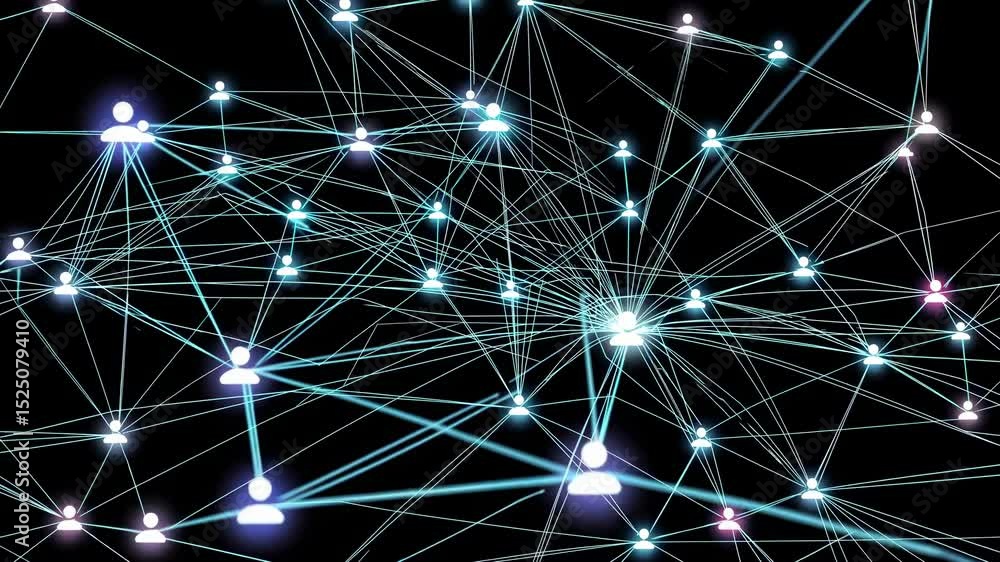 Aufkleber Explore a dynamic network of connections and interactions in a digital landscape showcasing nodes and lines