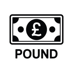 Pound Sterling Banknote Icon Black and White
