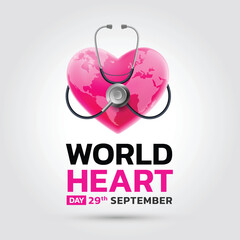 World Heart Day on September 29. Includes heart icons, EKG lines, and medical elements for use in health awareness campaigns, posters, web banners, and social media content.