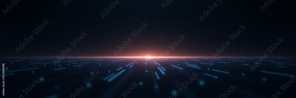 Poster minimalist glowing data stripe for technology website header, showcasing precision and digital flow 