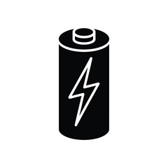 Black Battery Icon with Lightning Bolt Symbol