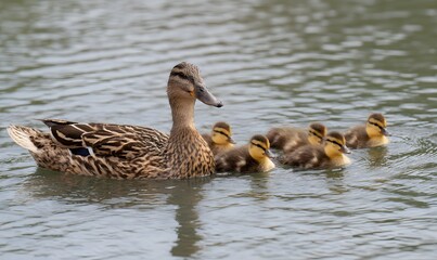 duck with little ducks, Generative AI