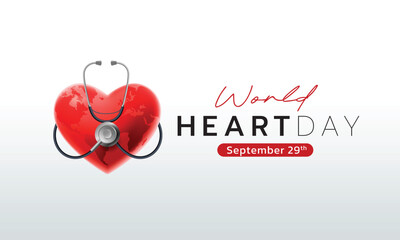 World Heart Day on September 29. Includes heart icons, EKG lines, and medical elements for use in health awareness campaigns, posters, web banners, and social media content.