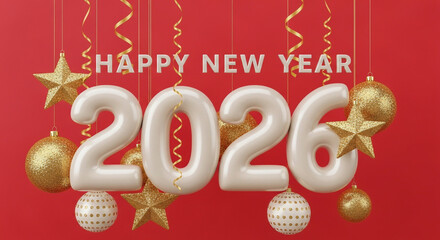 happy new year 2026 3d balloons text new year christmas