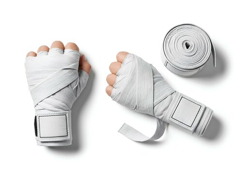 White Boxing Hand Wraps Protection and Support for Martial Arts Training - Powered by Adobe
