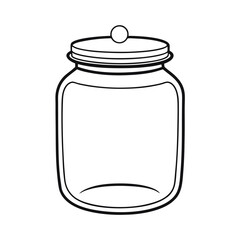 -minimalist-outline-drawing-of-a-glass-jar-with-a-.eps