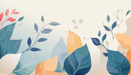 Abstract Botanical Art Background Vector Featuring Natural Hand-Drawn Leaves and Branches