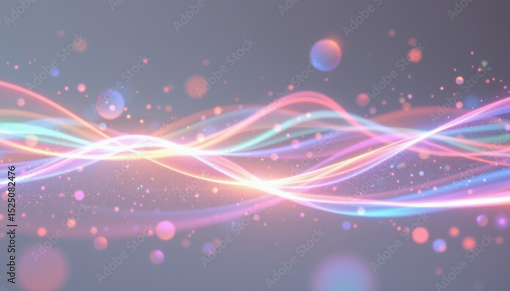 Aufkleber abstract glowing waves with particles. pastel color palette and soft light effects