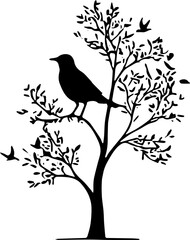 silhouette of a tree with bird