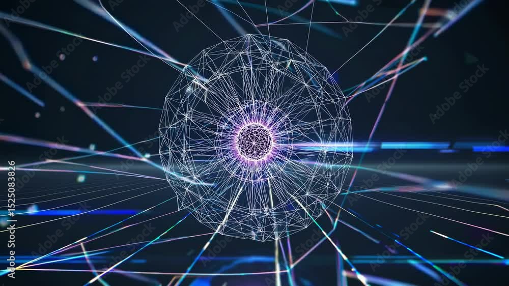 Aufkleber Visual representation of interconnected nodes illustrating data transfer and digital technology trends