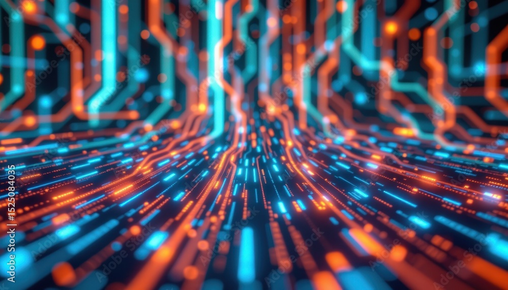 Poster abstract digital circuit lines, a visual representation of the digital age and technological advance