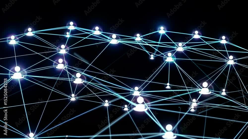 Leinwandbilder Exploring the intricacies of a digital network illuminated by glowing nodes and connections