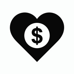 Heart Shaped Icon with Dollar Sign