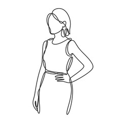 Elegant Woman in Continuous Line Drawing