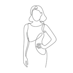 Elegant Woman in Continuous Line Drawing