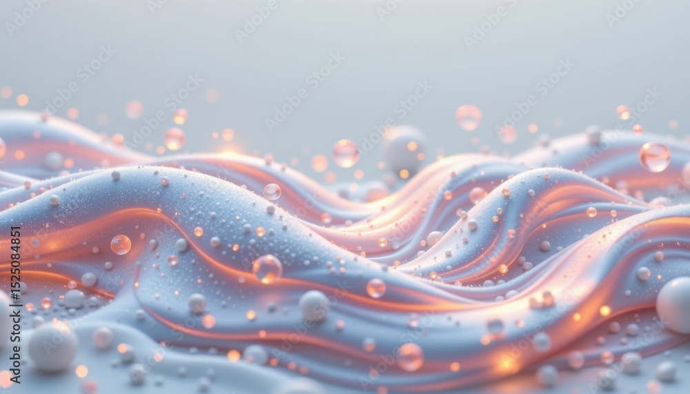 Poster abstract, dreamy close-up of shimmering, flowing fabric with a soft focus. light and color create a 