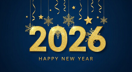 happy new year 2026 golden text christmas new year holiday