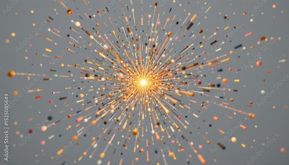 Poster an abstract explosion with glowing particles, representing energy and impact