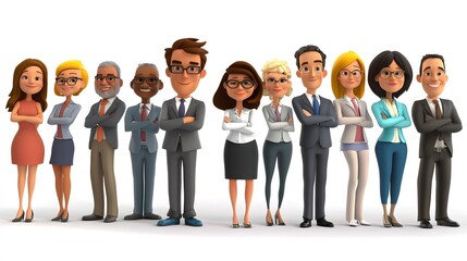 Fototapeta premium HR branding team cartoon people 3D, diversity-focused group photo