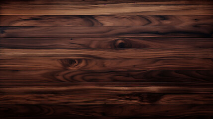 Obraz premium Dark walnut wood plank texture, elegant and rich brown tone, seamless top view, ideal for luxury branding and packaging