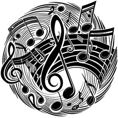 abstract music background with notes