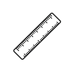 Simple Black Line Ruler Icon Illustration